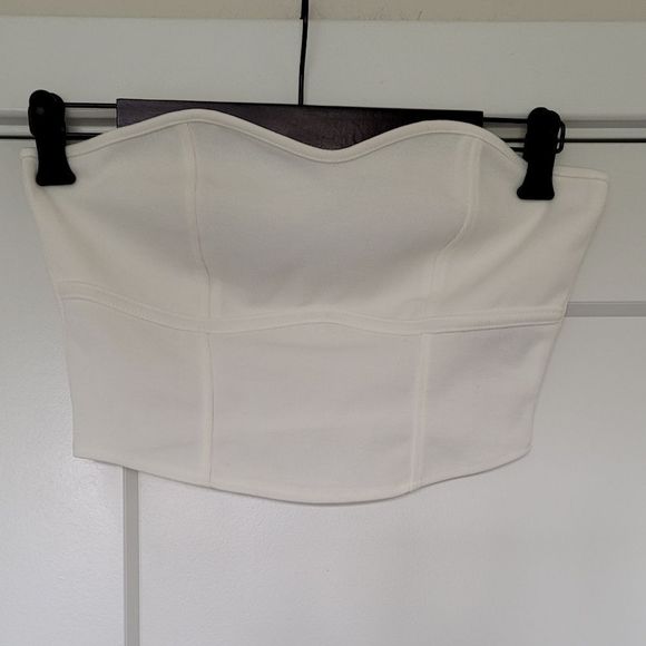 Small strapless cream bustier corset style crop top - Picture 1 of 6